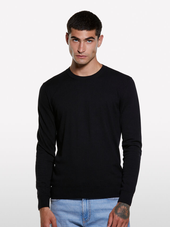 Schwarzer Pullover mit Rundhalsausschnitt - rundhalspullover für herren - Schwarz | Sisley image number 3